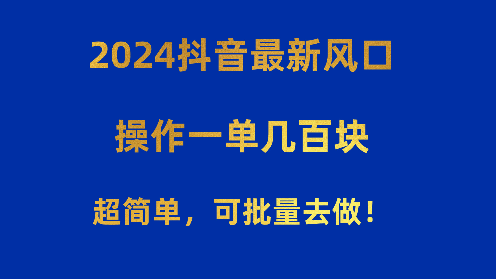 2024抖音最新风口！操作一单几百块！超简单，可批量去做！！！-800资源网