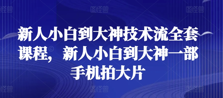 新人小白到大神技术流全套课程，新人小白到大神一部手机拍大片-800资源网