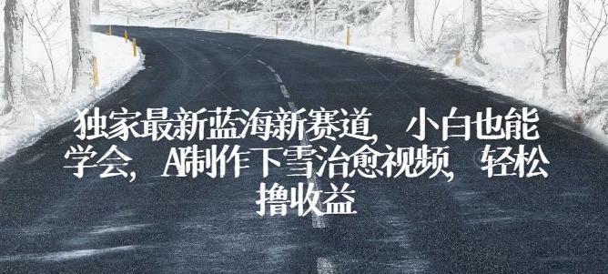 独家最新蓝海新赛道，小白也能学会，AI制作下雪治愈视频，轻松撸收益-800资源网