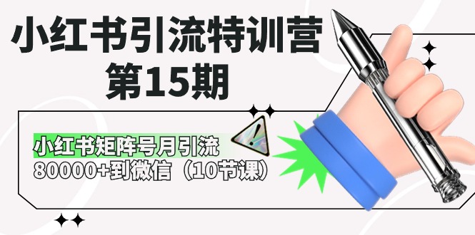 小红书引流特训营第15期，小红书矩阵号月引流80000+到微信（10节课）-800资源网