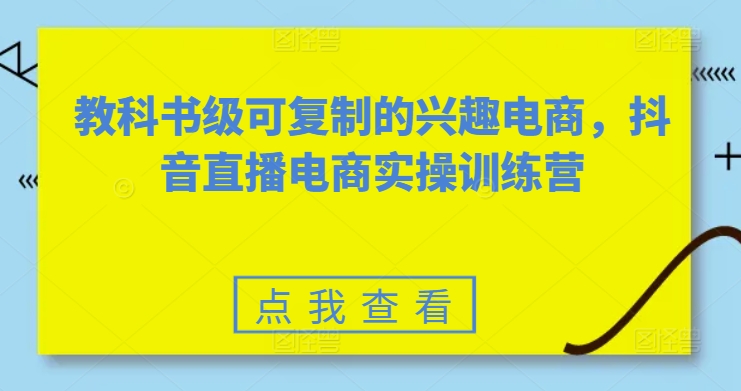 教科书级可复制的兴趣电商，抖音直播电商实操训练营-800资源网