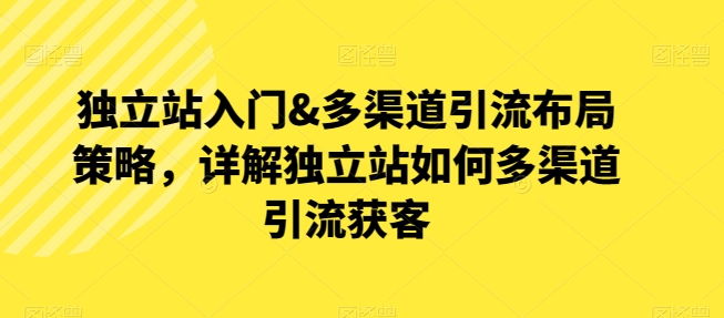 独立站入门&多渠道引流布局策略，详解独立站如何多渠道引流获客-800资源网