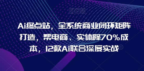 Ai终点站，全系统商业闭环矩阵打造，帮电商、实体降70%成本，12款Ai联合深度实战-800资源网