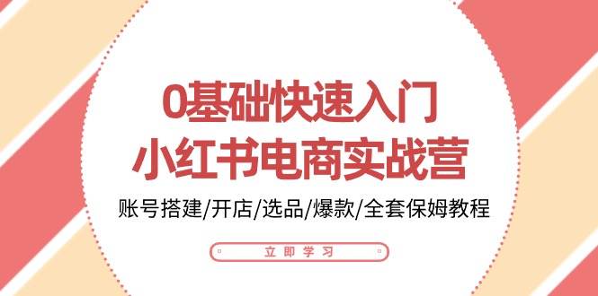 0基础快速入门小红书电商实战营：账号搭建/开店/选品/爆款/全套保姆教程-800资源网