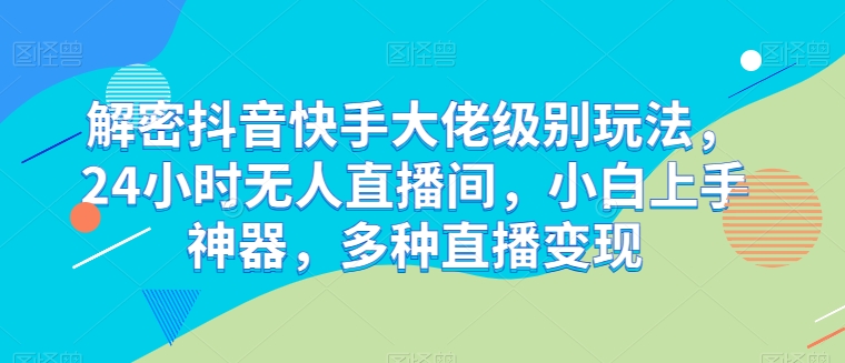 解密抖音快手大佬级别玩法，24小时无人直播间，小白上手神器，多种直播变现-800资源网