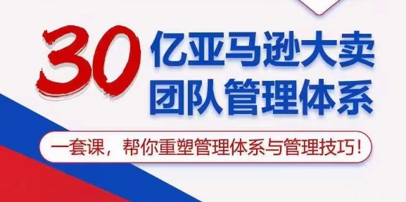 30亿 亚马逊 大卖团队管理体系，一套课，帮你重塑管理体系与管理技巧-800资源网