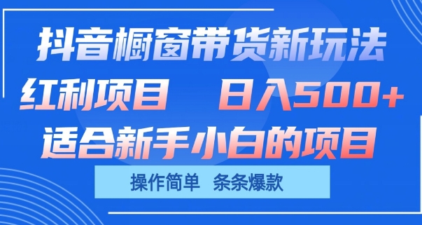 抖音橱窗带货新玩法，单日收益几张，操作简单，条条爆款-800资源网