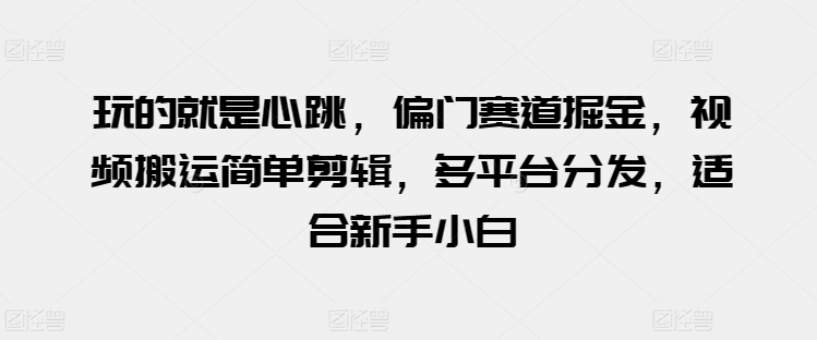 玩的就是心跳，偏门赛道掘金，视频搬运简单剪辑，多平台分发，适合新手小白-800资源网