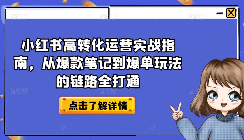 小红书高转化运营实战指南，从爆款笔记到爆单玩法的链路全打通-800资源网