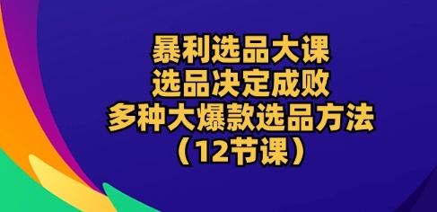 暴利选品大课：选品决定成败，教你多种大爆款选品方法(12节课)-800资源网