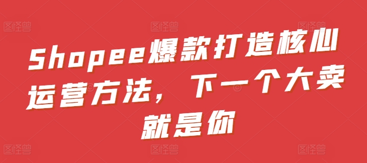Shopee爆款打造核心运营方法，下一个大卖就是你-800资源网