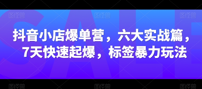 抖音小店爆单营，六大实战篇，7天快速起爆，标签暴力玩法-800资源网