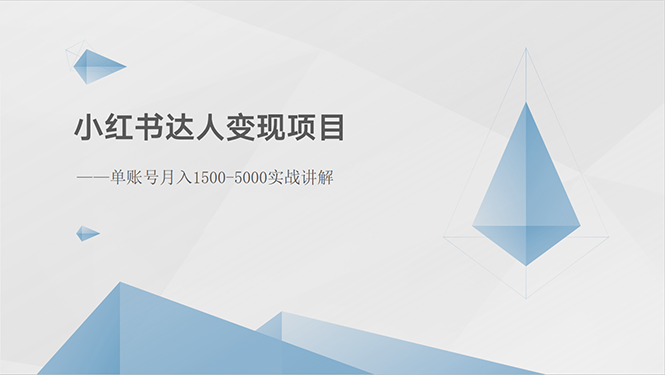小红书达人变现项目：单账号月入1500-3000实战讲解-800资源网