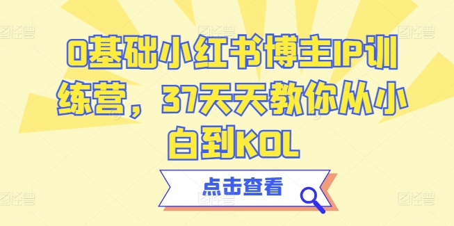 0基础小红书博主IP训练营，37天天教你从小白到KOL-800资源网