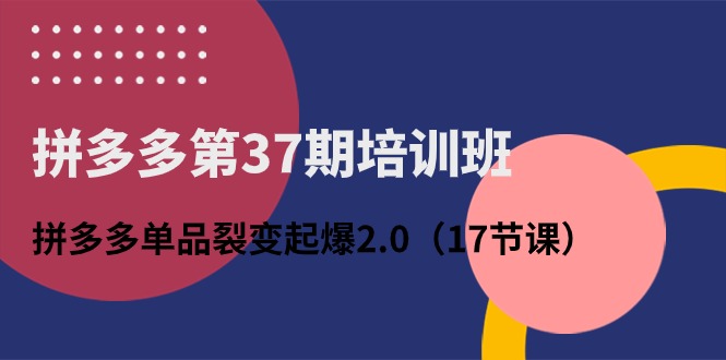 拼多多第37期培训班：拼多多单品裂变起爆2.0（17节课）-800资源网