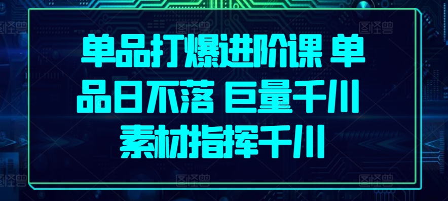 单品打爆进阶课 单品日不落 巨量千川 素材指挥千川-800资源网