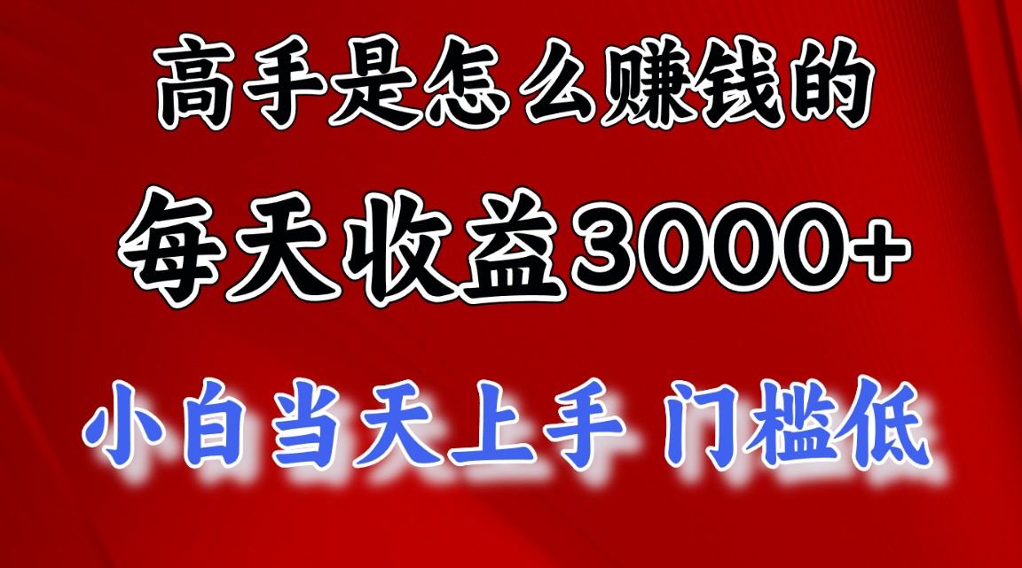 高手是怎么赚钱的，一天收益3000+ 这是穷人逆风翻盘的一个项目，非常…-800资源网