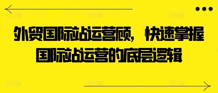外贸国际站运营顾问，快速掌握国际站运营的底层逻辑-800资源网