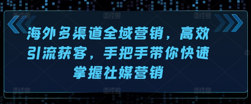海外多渠道全域营销，高效引流获客，手把手带你快速掌握社媒营销-800资源网