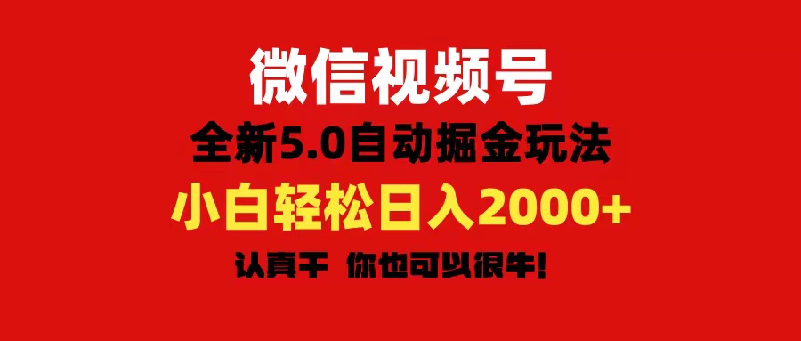 微信视频号变现，5.0全新自动掘金玩法，日入利润2000+有手就行-800资源网