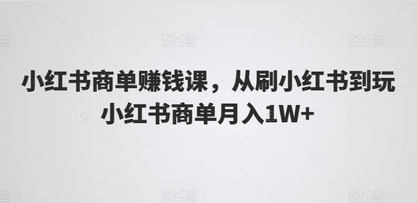 小红书商单赚钱课，从刷小红书到玩小红书商单月入1W+-800资源网