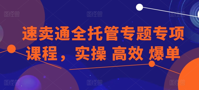 速卖通全托管专题专项课程，实操 高效 爆单-800资源网