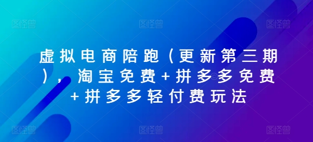 虚拟电商陪跑(更新第三期)，淘宝免费+拼多多免费+拼多多轻付费玩法-800资源网