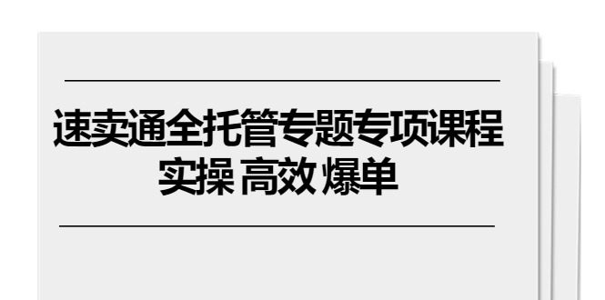 速卖通 全托管专题专项课程，实操 高效 爆单（11节课）-800资源网