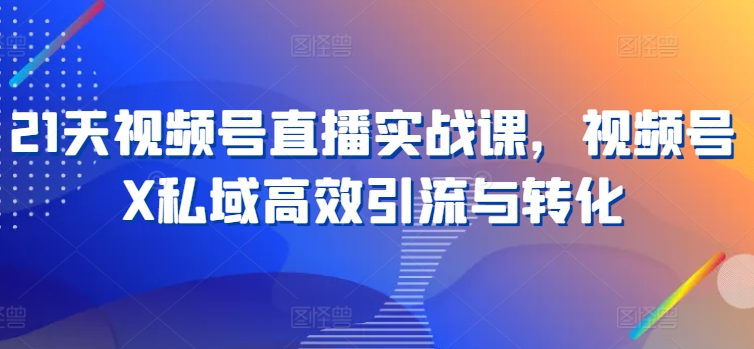 21天视频号直播实战课，视频号X私域高效引流与转化-800资源网