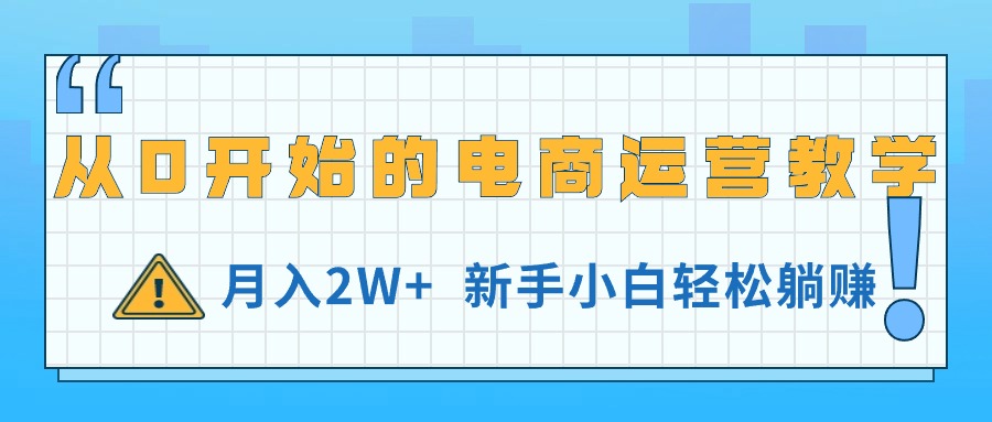 从0开始的电商运营教学，月入2W+，新手小白轻松躺赚-800资源网