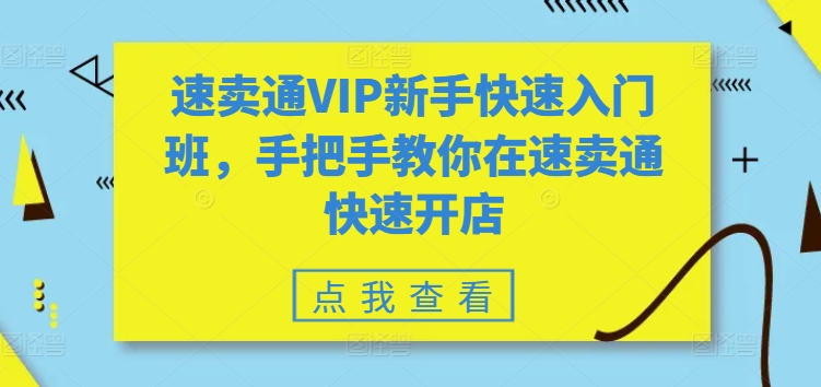 速卖通VIP新手快速入门班，手把手教你在速卖通快速开店-800资源网