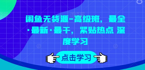 闲鱼无货源-高级班，最全·最新·最干，紧贴热点 深度学习-800资源网