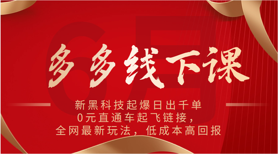 多多线下课：新黑科技起爆日出千单，0元直通车起飞链接，全网最新玩法，低成本高回报-800资源网