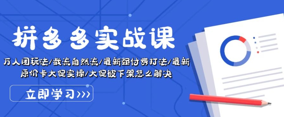 拼多多实战课：万人团玩法/截流自然流/最新强付费打法/最新原价卡大促..-800资源网