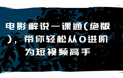 电影解说一课通(绝版)，带你轻松从0进阶为短视频高手-800资源网