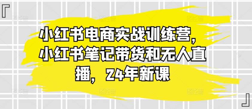 小红书电商实战训练营，小红书笔记带货和无人直播，24年新课-800资源网
