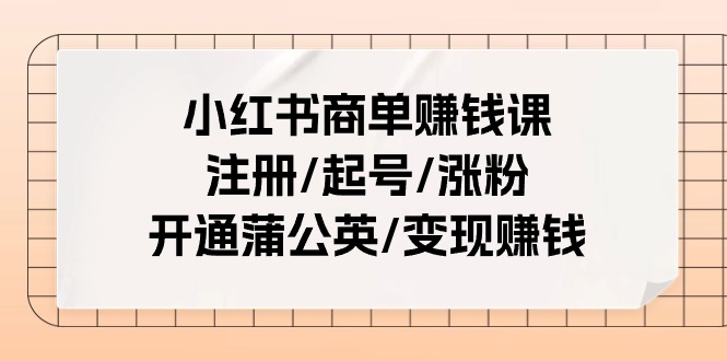 小红书商单赚钱课：注册/起号/涨粉/开通蒲公英/变现赚钱（25节课）-800资源网