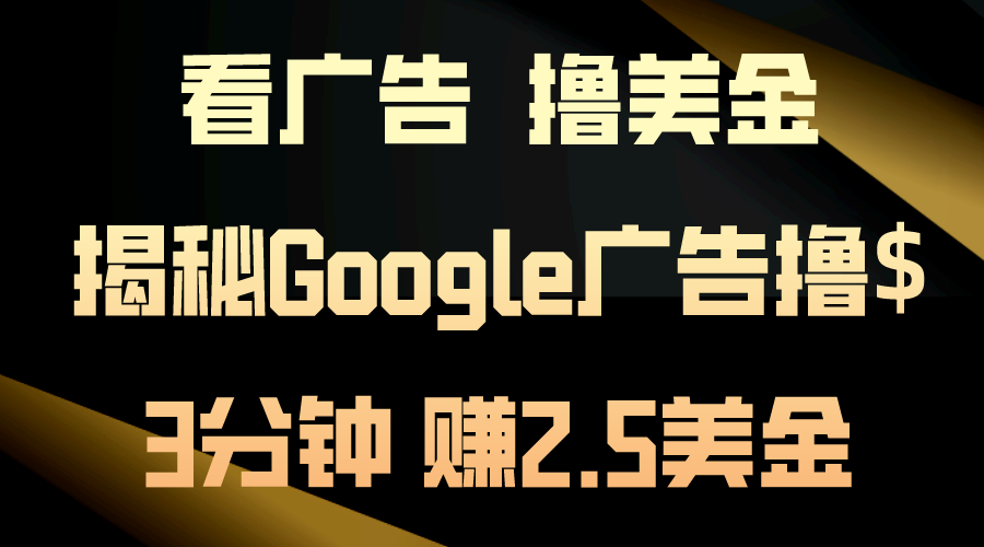 看广告，撸美金！3分钟赚2.5美金！日入200美金不是梦！揭秘Google广告…-800资源网