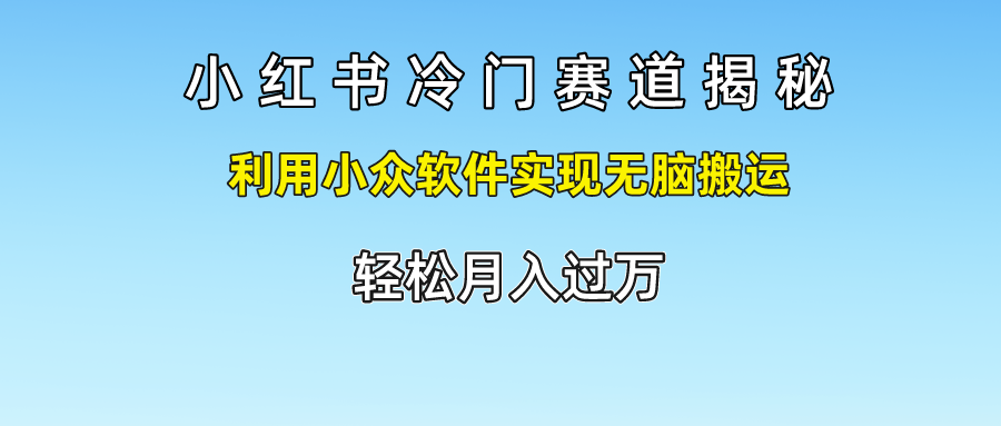 小红书冷门赛道揭秘,利用小众软件实现无脑搬运，轻松月入过万-800资源网