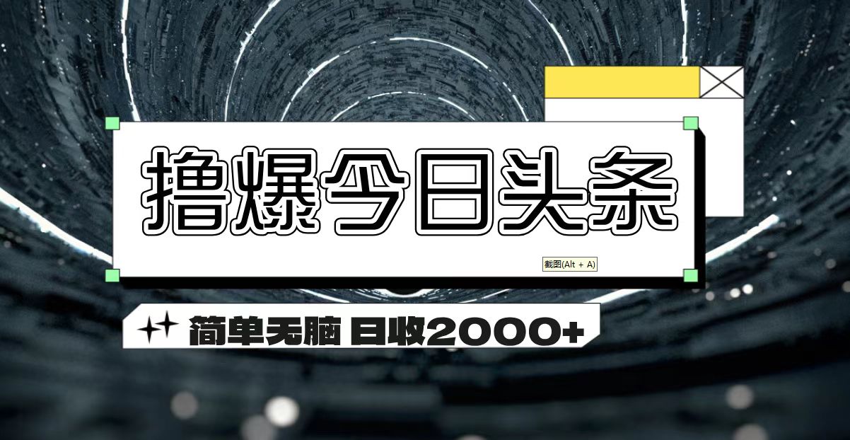 撸爆今日头条 简单无脑操作 日收2000+-800资源网