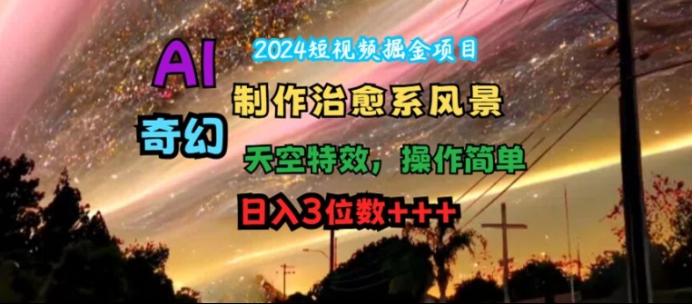 2024短视频掘金项目，AI制作治愈系风景，奇幻天空特效，操作简单，日入3位数-800资源网