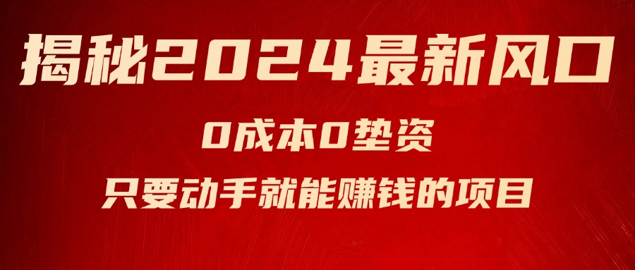 揭秘2024最新风口，0成本0垫资，新手小白只要动手就能赚钱的项目—空调-800资源网