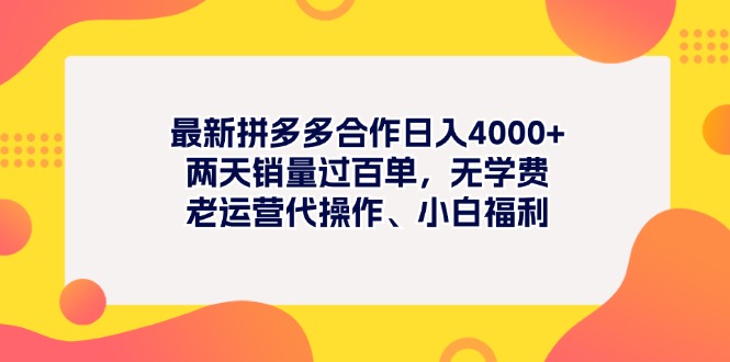 最新拼多多项目日入4000+两天销量过百单，无学费、老运营代操作、小白福利-800资源网