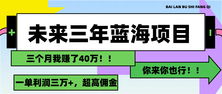 未来三年，蓝海赛道，月入3万+-800资源网