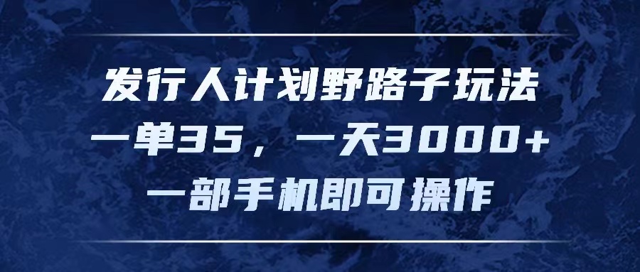 发行人计划野路子玩法，一单35，一天3000+，一部手机即可操作-800资源网