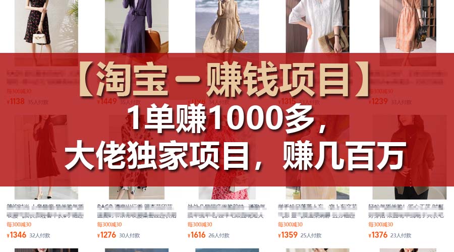 【淘宝赚钱项目】1单可赚1000多，大佬独家项目，年赚几百万-800资源网