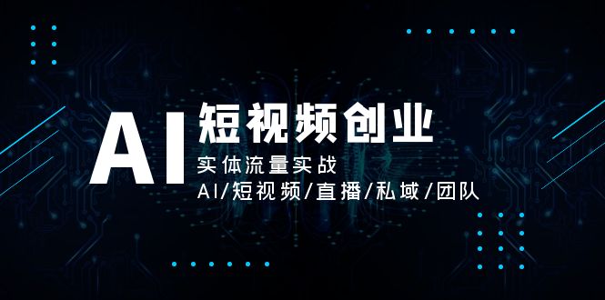 AI短视频创业，实体流量实战，AI/短视频/直播/私域/团队-800资源网
