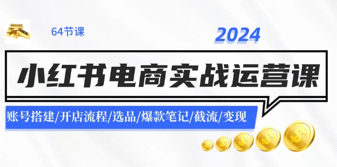 2024小红书电商实战运营课：账号搭建/开店流程/选品/爆款笔记/截流/变现-800资源网