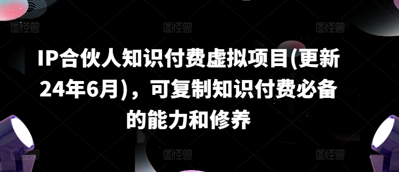 IP合伙人知识付费虚拟项目(更新24年6月)，可复制知识付费必备的能力和修养-800资源网