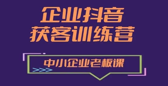企业抖音营销获客增长训练营，中小企业老板必修课-800资源网